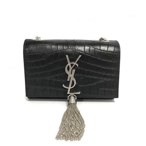 ysl kate tassel croc embossed